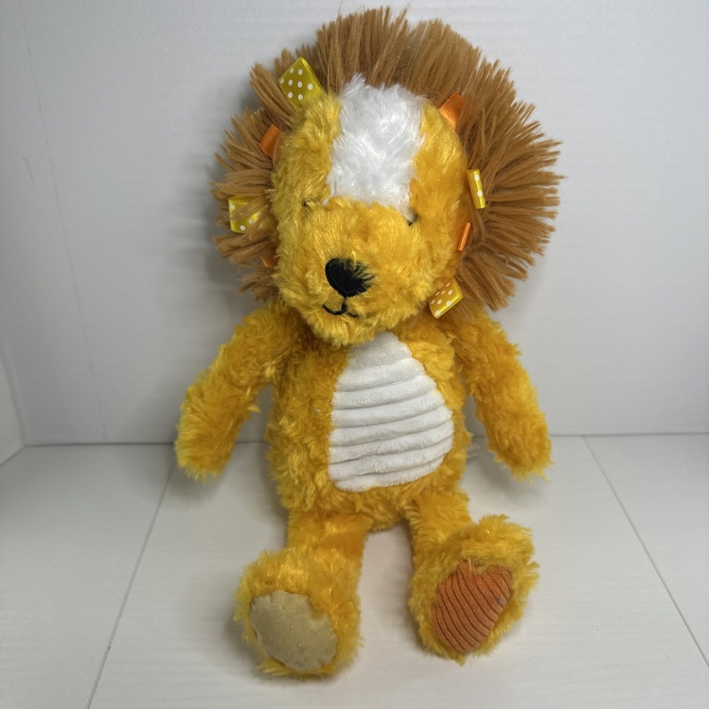 Make Believe Ideas Plush Lion Ribbons Tabs Rattle Baby Lovey Toy 12"